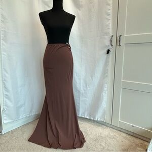 Forever 21 chocolate brown jewelled maxi skirt high slit M🔥